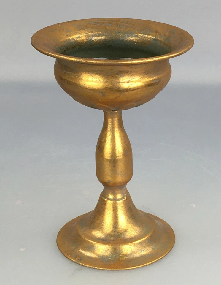 Pokal Amphoren Kerzenhalter Blumenvase Antik Metall Vintage Gold Retro LN52-2  - Bild 2 von 2