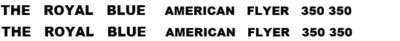 American Flyer Royal Blue Loco 350 Decals