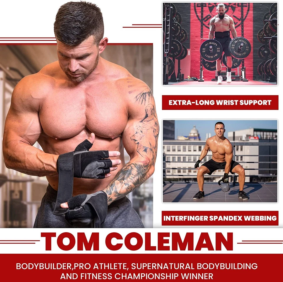 Guantes de levantamiento de pesas de RDX, levantamiento de pesas, guantes de entrenamiento para hombre, soporte para muñeca Foto 4 de 4