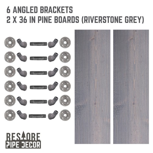 RESTORE Riverstone Grey 36 in. Shelves with Angled Brackets - 第 6/7 張圖片