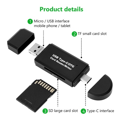 Easy Cards Reader Micro SD Android Flash Drive Smart Memory Card Reader Type C - Picture 3 of 12