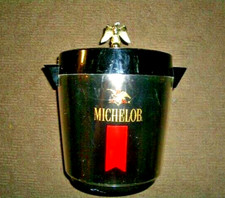 VINTAGE THERMO-SERVO MICHELOB BLACK ICE BUCKET w/EAGLE LID - 12" - USA MADE-EUC