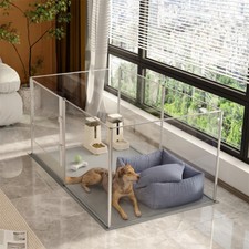 XXL Clear Acrylic Dog Playpen Fence Indoor Enclosure Pet Cage Anti-anxiety House