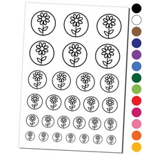 Daisy Flower in Circle Temporary Tattoo Water Resistant Set
