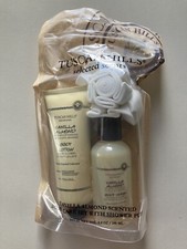 Body Wash  Lotion Gift Set Tuscan Hills Vanilla Almond Scent W/Shower Puff