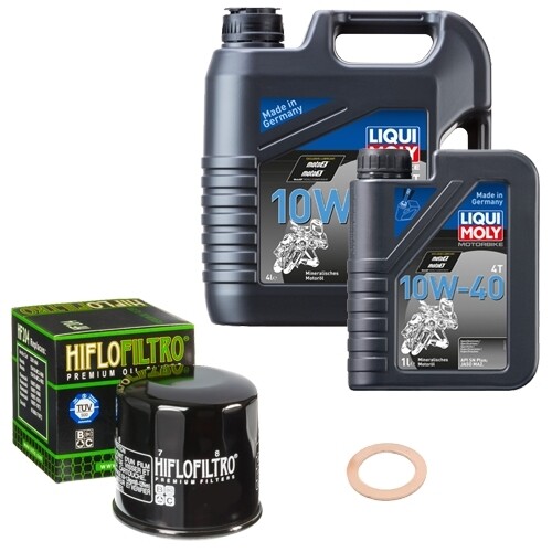 Hiflo ÖLfilter Set Limol 10W-40 5L FüR Kawasaki ZZR 1400 F ABS ZXT40EFA Bj.2014-image