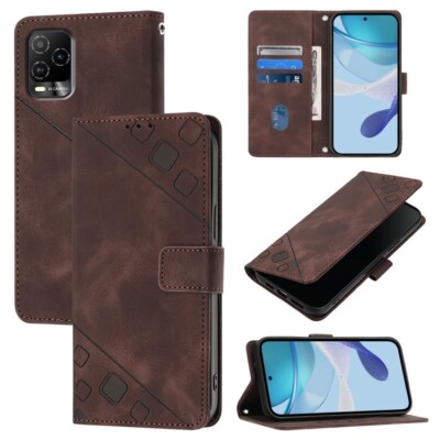 Für BLU View 5 Pro Skin Feel Geprägt Leder Handyhülle Cover Schale