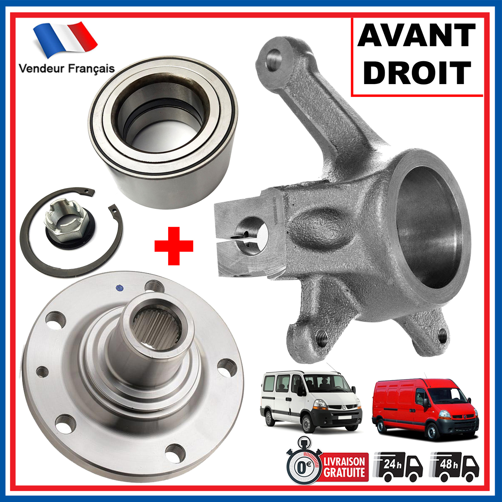 Moyeu fusée avant droit 24mm Master II pour réparation train 8200750269