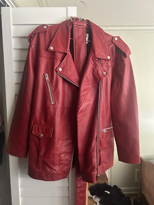 Walter Baker Emory Red Leather Moto Jacket Size M