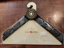 Lindsay Phillips Large Switch Flops "Ivy" Embellished Straps Jewel