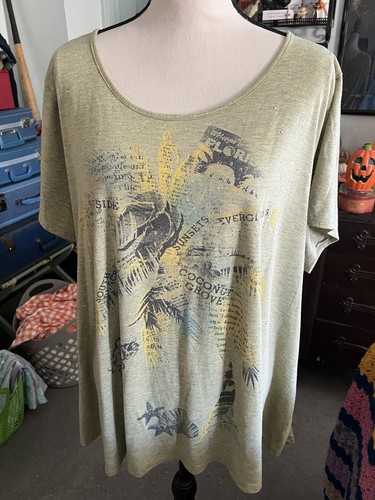 2X CATHERINES Florida Beach LACE BACK TUNIC BLOUSE TOP Studded - Picture 3 of 10