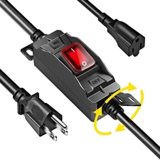 Extension Cord with Switch On/Off,Waterproof 360° Mounting Brackets Short Heavy