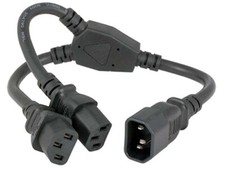 IEC320 C14 Male Plug To Dual IEC320 C13 Power Splitter Cord