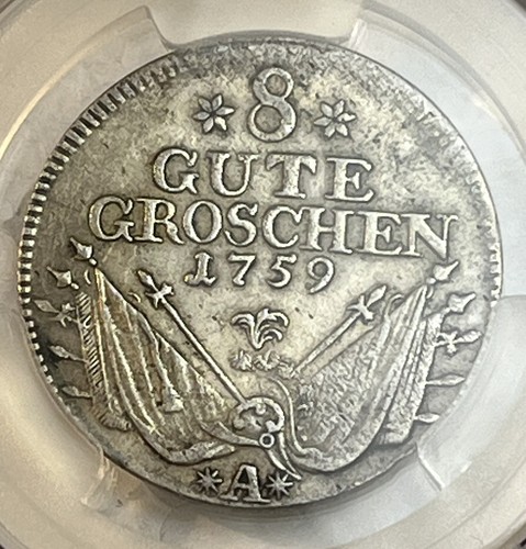 Prussia 1759 A Silver 8 Groschen AU50 PCGS Certified Highest Graded Coin Top Pop - Picture 12 of 16