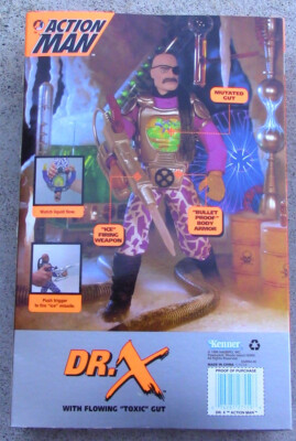 ACTION MAN DR X HASBRO KENNER 1996 12 INCH WITH FLOWING TOXIC GUT