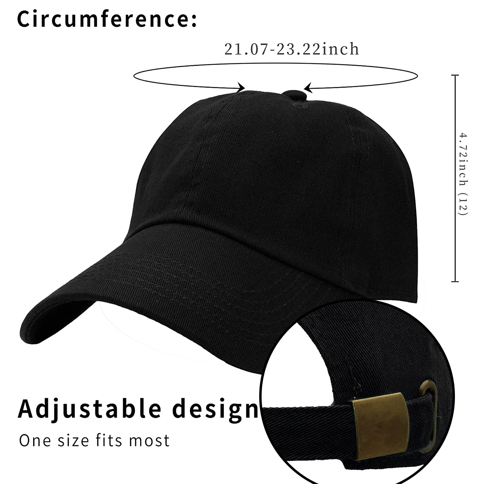 Baseball Cap for Men & Women Plain Solid Cotton Hat Flexible
