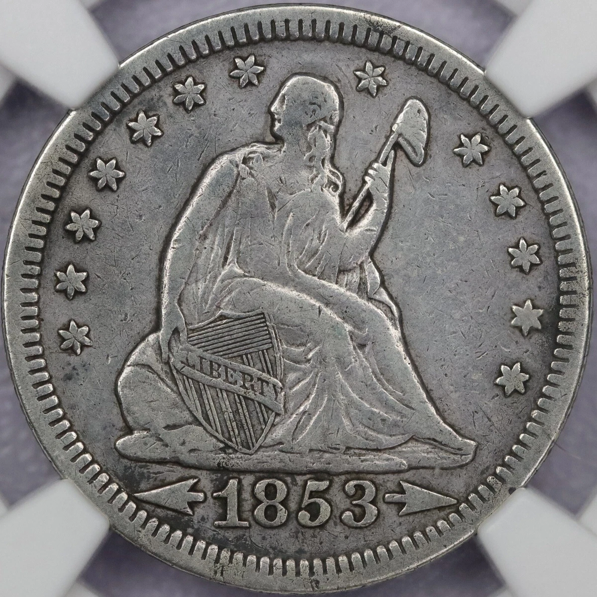 VF 25 Graded 1853 Year Seated Liberty US Quarters (1838-1891) for