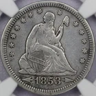 1853 Arrows & Rays 25c Seated Liberty Quarter - NGC VF Details Cleaned