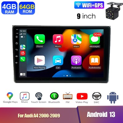 9-inch Car Stereo Radio With CarPlay & Android Auto – Fits Audi A4 2000-2009 – Android 13, GPS Navi, WiFi, 2GB/32GB