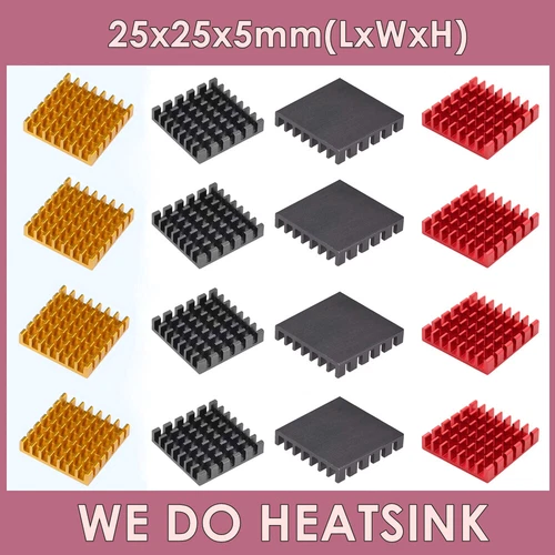 25x25x5mm With or Without Tape Slotted Aluminum Heatsink Alloy Cooling Radiator