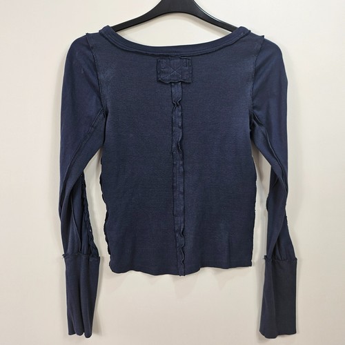 Free People - Daisy Chain Cuffed Long Sleeve T-Shirt - Navy - Small - Picture 7 of 7