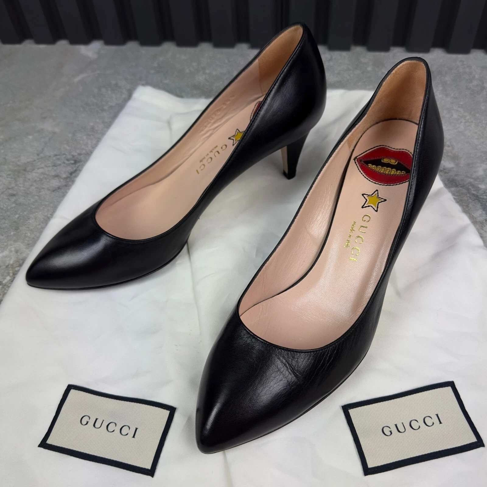 Escarpins GUCCI talons hauts cuir noir 6,5 US ou 36,
