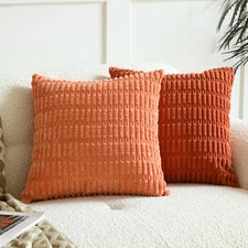 Pack of 2 Decorative Throw Pillow Covers, 18" X 18" (Pack of 2) Coral&Rust