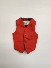 Vintage Mattel Barbie Ken Red Corduroy Plaid Vest 1960’s #1411 Victory Dance