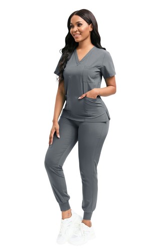 NiaaHinn Unisex Medical Scrub Set Nurse Uniform Suit- V-Neck 3-Pocket-Top Jogger - Picture 82 of 93