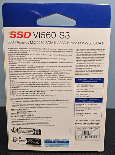 Verbatim Vi560 S3, 1TB, Sata III M.2 2280 Internal SSD- New & Sealed! - Afbeelding 2 van 5
