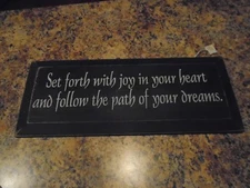 Set Forth with Joy in your Heart Wood Siign Wall Plaque Primative Country Cabin