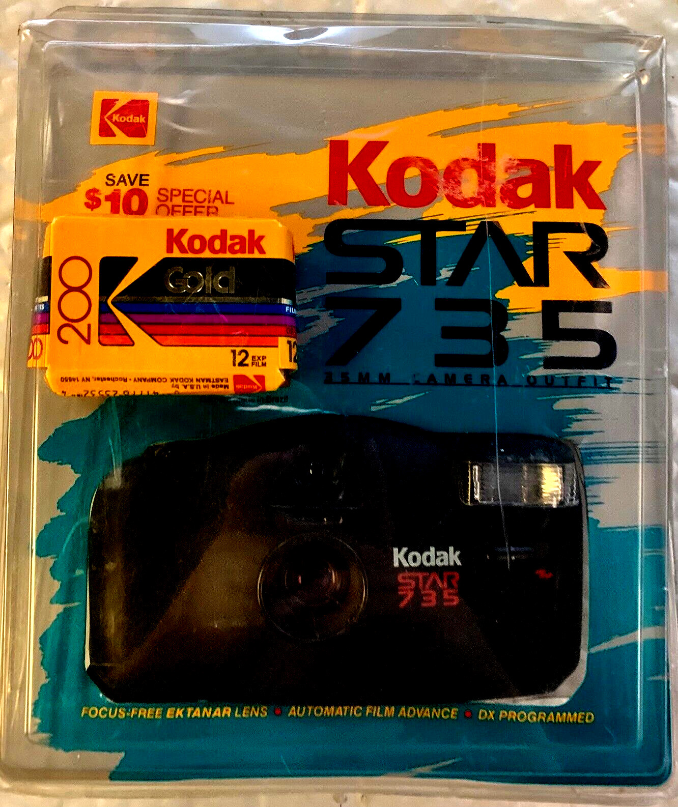 KODAK STAR 735 35MM Camera Outfit- New- Comes w One Exp Roll Kodak Gold 200 Film