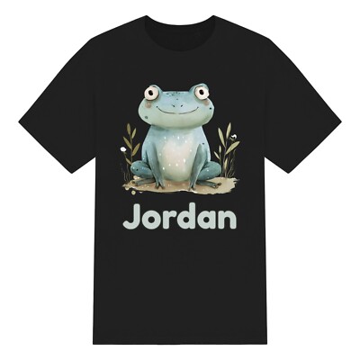 Personalisiertes süßes Aquarell Frosch Kinder T-Shirt für Jungen & Mädchen. Unisex. Custom