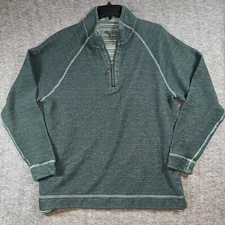 Tommy Bahama Mens Reversible 1/4 Zip Sweater Green Heather Sweatshirt Sz M