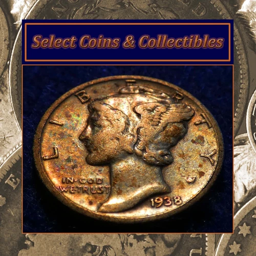 1938-P Mercury Dime Multi-Color Album Toning! #2131