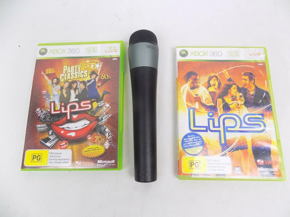 Genuine Wireless Black Lips Microphone Xbox 360 + 2x Game Bundle - Image 2 of 3