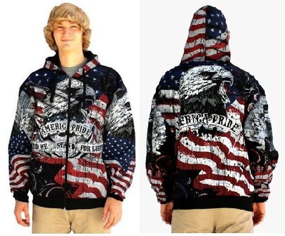 American Pride Hoodie W Front Zipper By Club Chaos Xl New Ebay