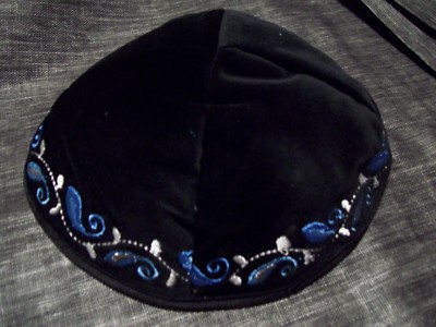 1x Kippah, Kipot, Kipah, Kippot, Kipa schwarz 16-17cm 