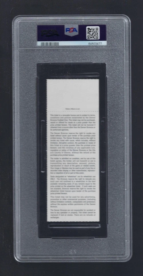 PSA 10 POP 2  1998 NFL AFC PLAYOFF - MIAMI DOLPHINS @ DENVER BRONCOS FULL TICKET - Image 2 of 2