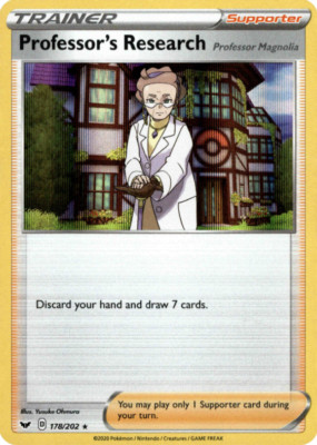 Pokémon Professor's Research 178/202 - 1 Trainer Card + Protector B2