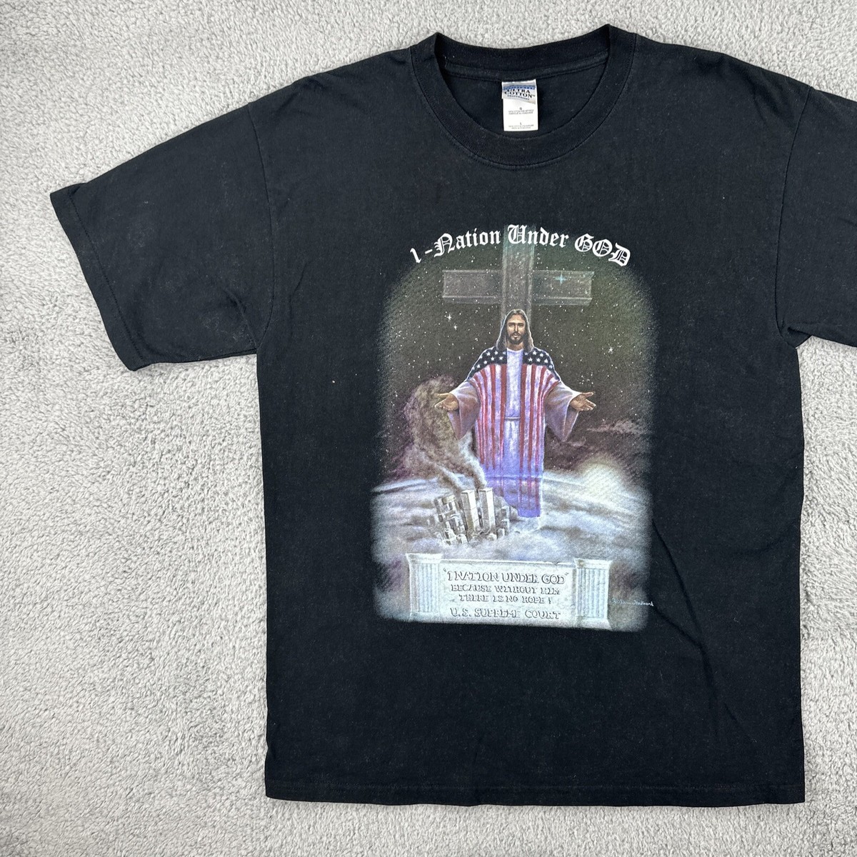 Vintage GILDAN Ultra Cotton T Shirt Mens L Black T SHIRT Patriotic 
