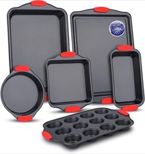 Baking Set   6 Piece Kitchen Oven Bakeware Set   Deluxe Non-Stick Black