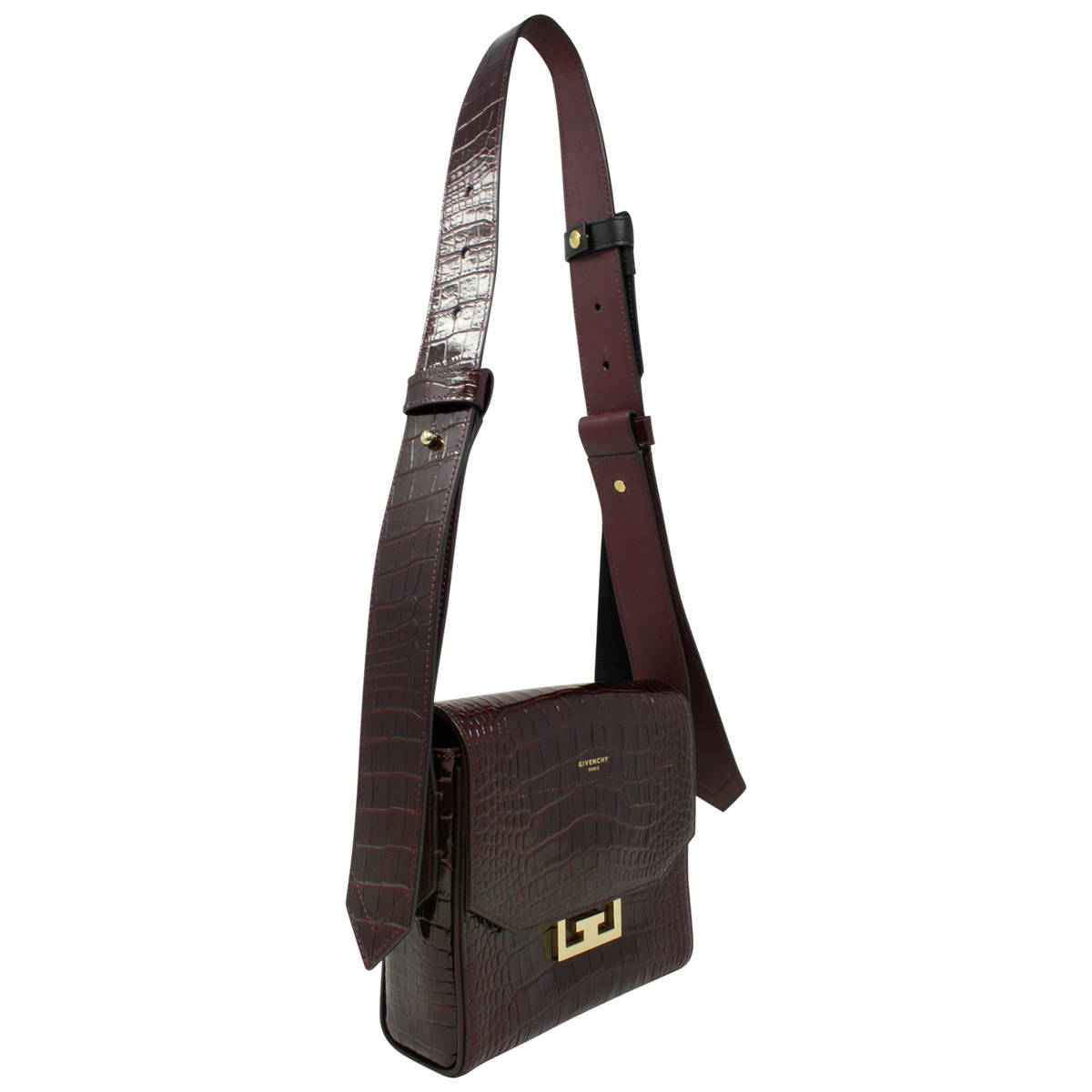 Givenchy x Ariana Grande Burgundy Croc Embossed Small Eden Bag | eBay