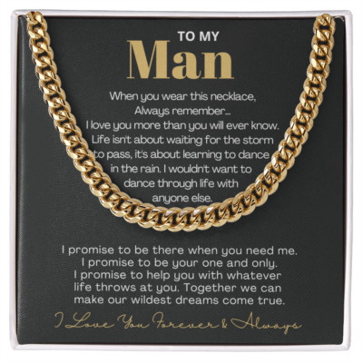 To My Man Cuban Link Necklace anniversary birthday valentine's day gift for him