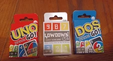 Mattel 3 Piece Card Games SET LOT BUNDLE Minis UNO, DOS and LOWDOWN 