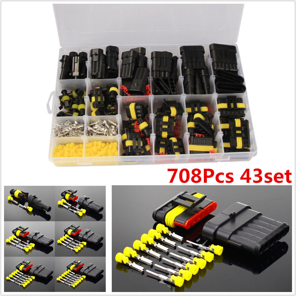 708X Waterproof Sealed Electrical Wire Connector Plug Kit 12A For