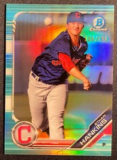 Ethan Hankins 2019 Bowman RC Rookie Prospect Chrome Aqua Refractor #/125 3
