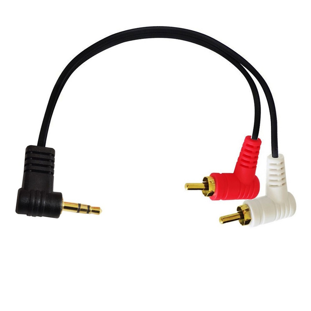 3.5mm Male Right Angle to 2 RCA Male Angle Auxiliary Stereo Audio