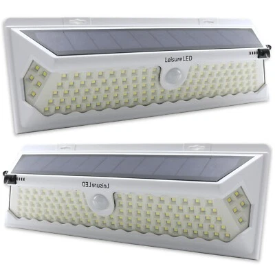 LEISURE LED 2 Pack 120 LED Solar Power Motion Sensor Wall Light Outdoor Garden Lamp White