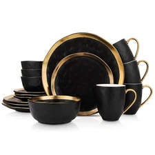 Stone Lain Florian Modern Porcelain 16 Piece Dinnerware Set, Pl Kitchen